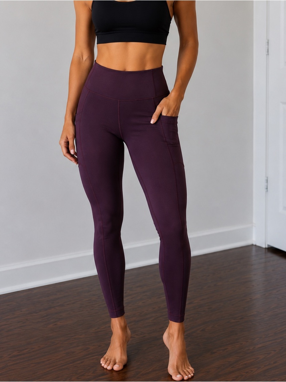 Curve & Combat Plum Pocket Leggings | High Waisted Activewear